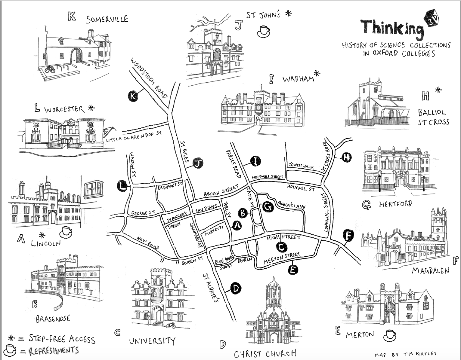 T3D Oxford Colleges  Map 